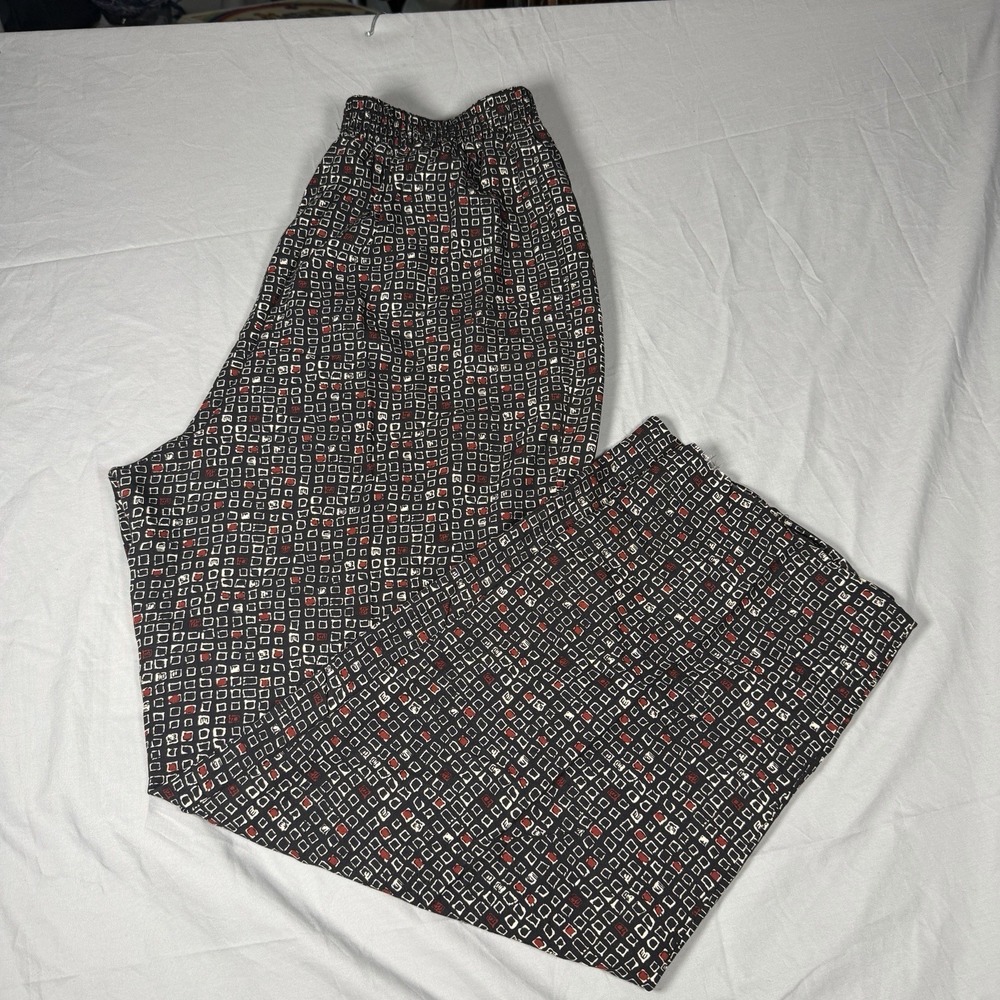 VTG Norton McNaughton Women's Black Geometric 12 Wide Dress Pants Leg Trousers